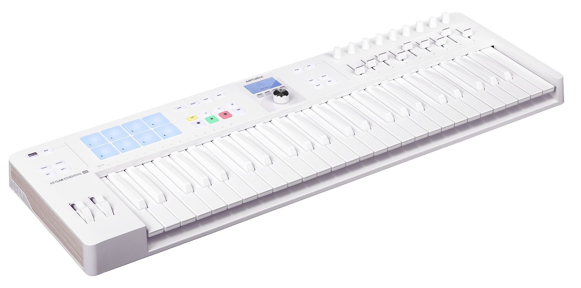 Arturia KeyLab Essential 49 Mk3 Alpine White es un teclado controlador MIDI universal de 49 notas y conectividad USB, con un acabado "blanco nieve" para toda la superficie, incluyendo las clásicas teclas negras.