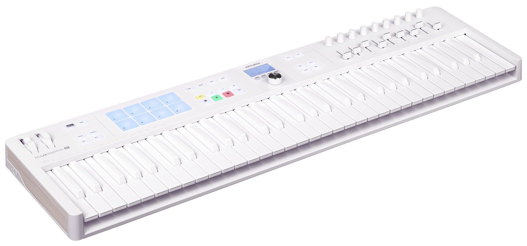 Arturia KeyLab Essential 61 Mk3 Alpine White es un teclado controlador MIDI universal de 49 notas y conectividad USB, con un acabado "blanco nieve" para toda la superficie, incluyendo las clásicas teclas negras.