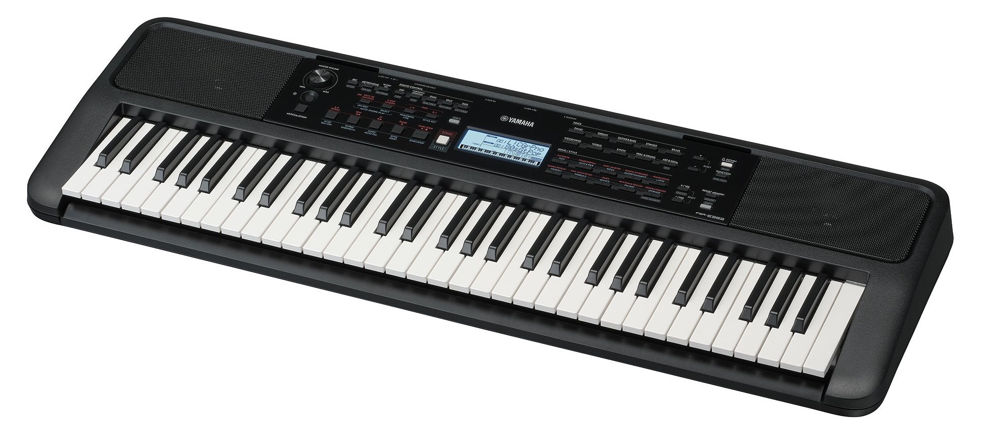 Yamaha PSR-E383 es un teclado workstation portátil de 61 teclas que ofrece una gran versatilidad –algo que lo hace idóneo para multitud de estilos musicales–, unos potentes altavoces incorporados y una serie de funciones profesionales e intuitivas.