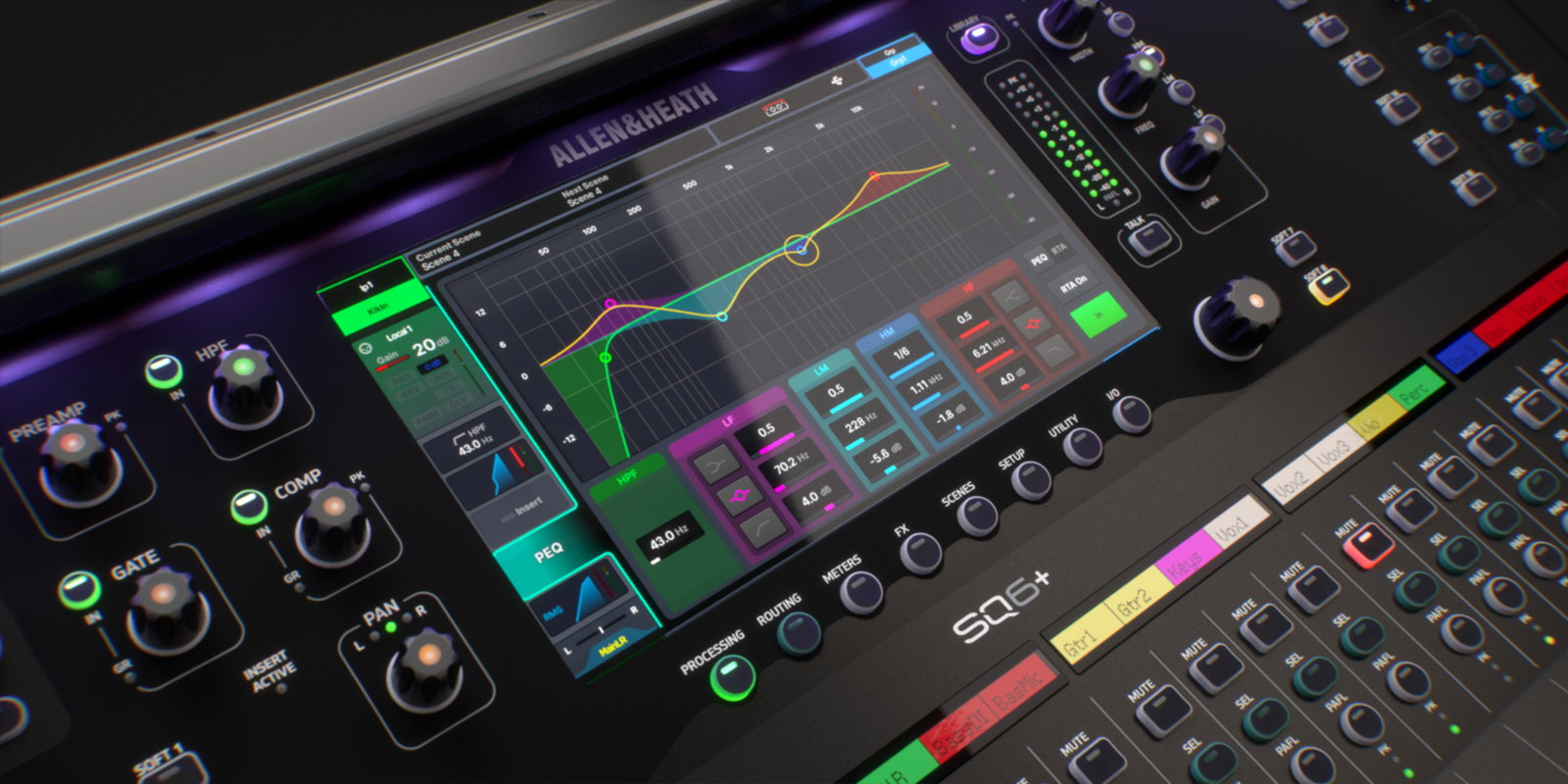 Allen & Heath SQ6+: Mesa de mezclas digital de 48 canales y 44 buses con RackUltra FX