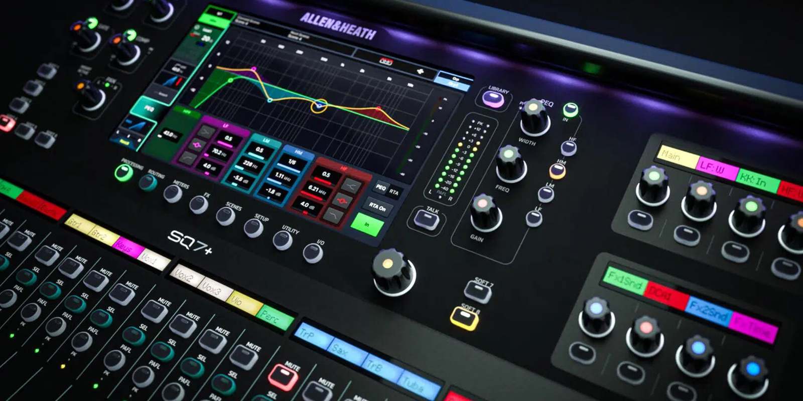 Allen & Heath SQ7+: Mesa de mezclas digital de 48 canales y 44 buses con 33 faders motorizados y RackUltra FX