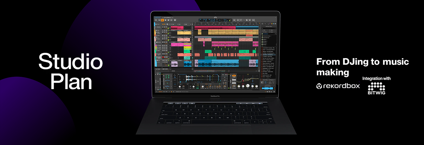 AlphaTheta presenta Studio Plan, un nuevo servicio de suscripción desarrollado en colaboración con Bitwig que incluye Bitwig Studio Essentials y permite integrar la biblioteca musical de rekordbox en un entorno de producción musical, facilitando la transición del DJing a la creación de remixes y temas originales.